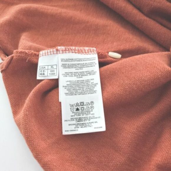 Brooks Brothers Orange LS Casual Rugby‎ Performance Polo Shirt Supima Cotton XL - Picture 7 of 7